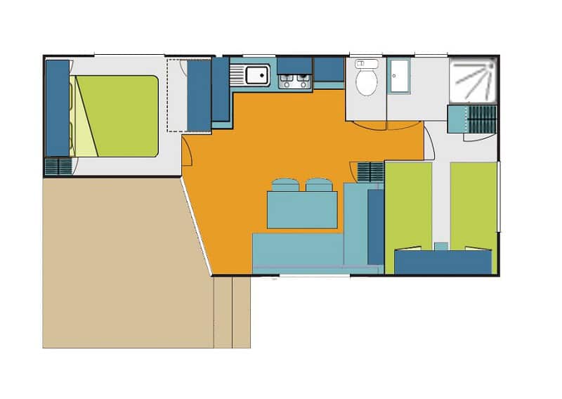 location mobil home  4/5PERS 2CH TERRASSE + TV
